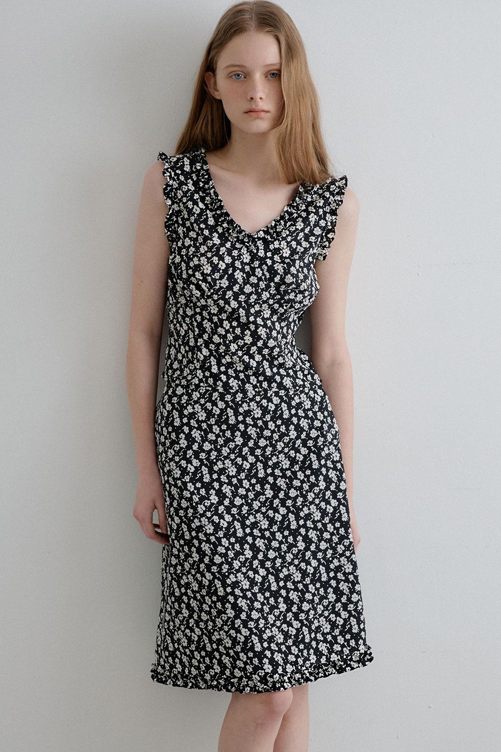 [2차]emma floral ruffle skirt_black