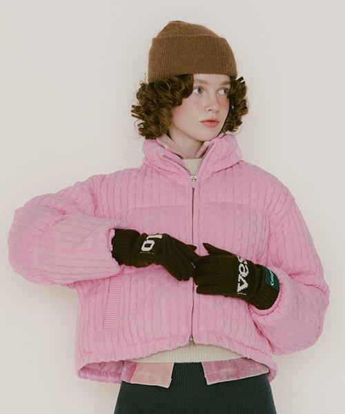KNIT PADDED JACKET_SOFT PINK