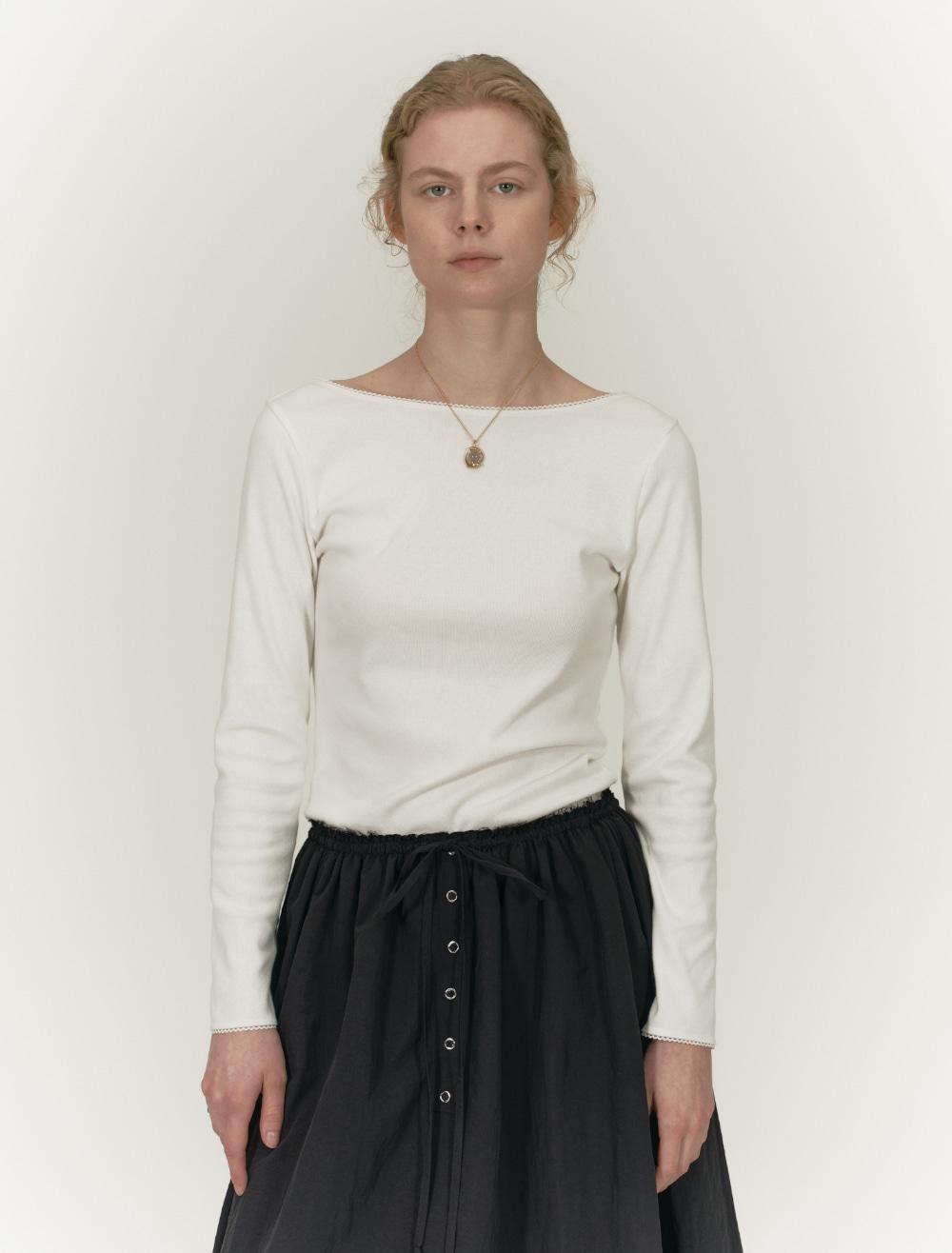 TWO WAY LACE LONG SLEEVE TOP [WHITE]