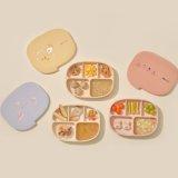 모윰 실리콘 초강력 5구 흡착식판 + 간식접시 뚜껑겸용 2종세트