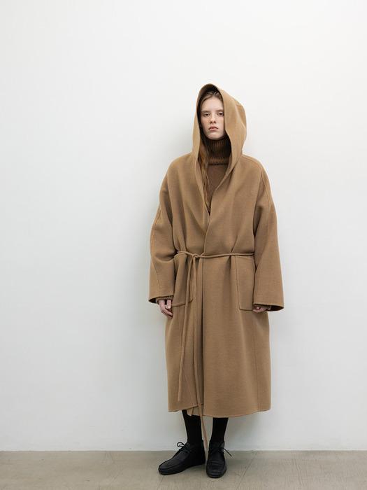 HANDMADE HOODED LONG COAT [CAMEL]