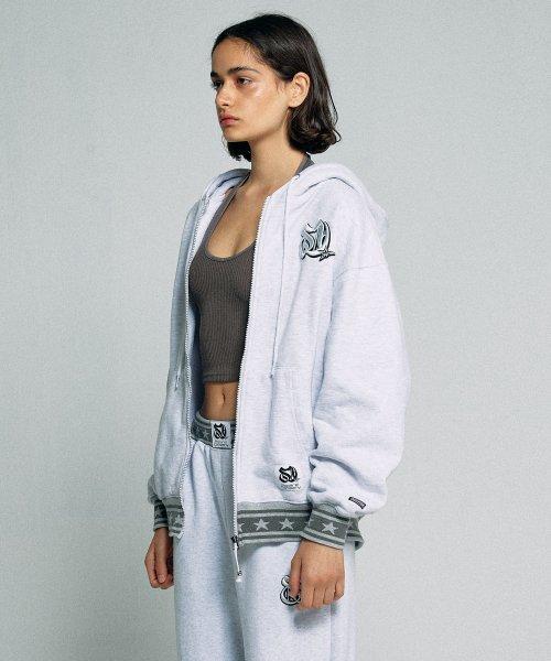 3D Monogram Zip-up Hoodie White Melange