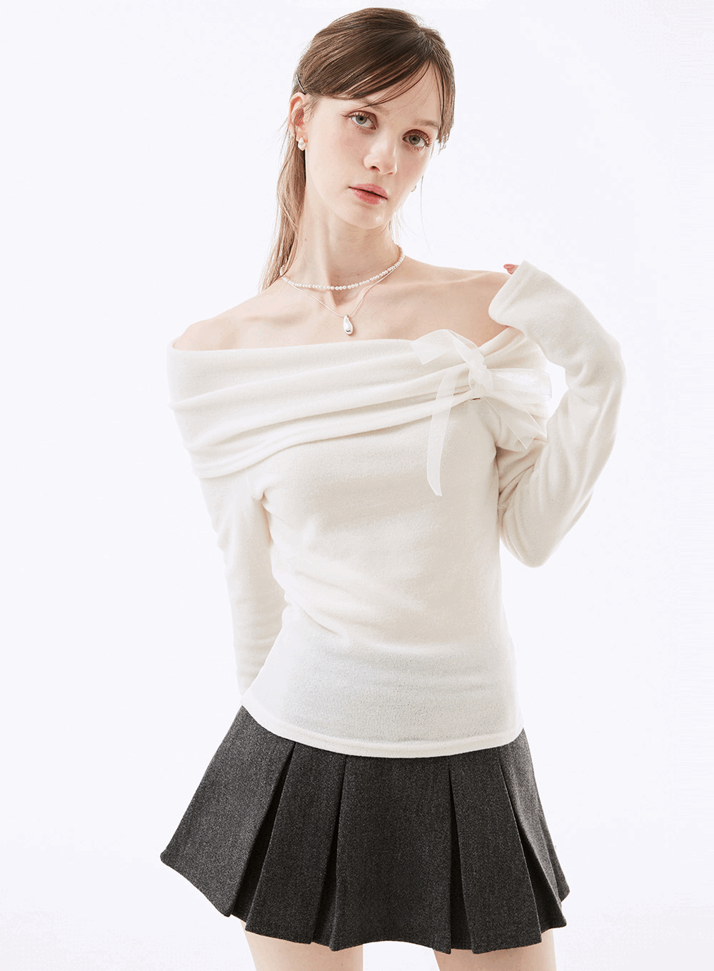 폴스트 기모 오프숄더 긴팔티