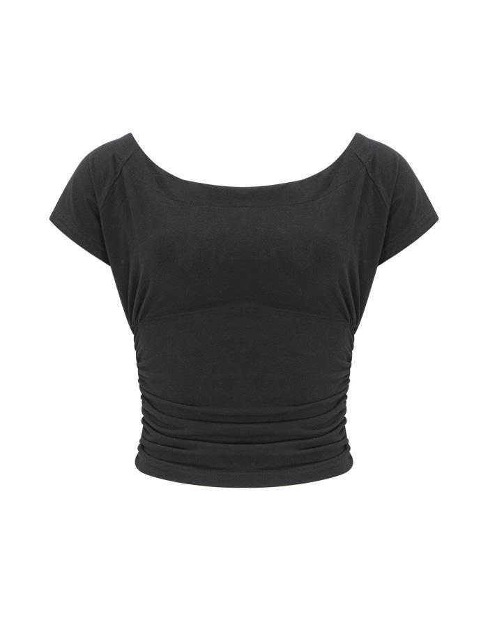 2-WAY SHIRRING-T - BLACK