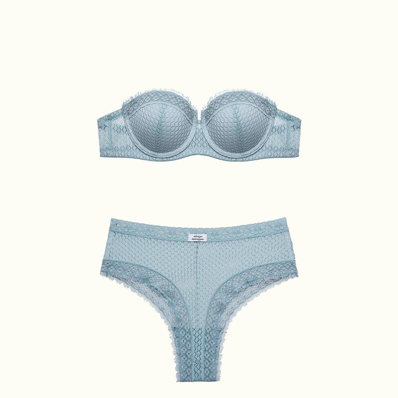 [SET] Misty morning highwaist set-grey blue