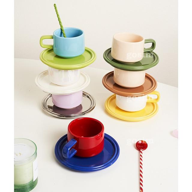 레트로 머그 컵앤소서 북유럽 7color 250ml