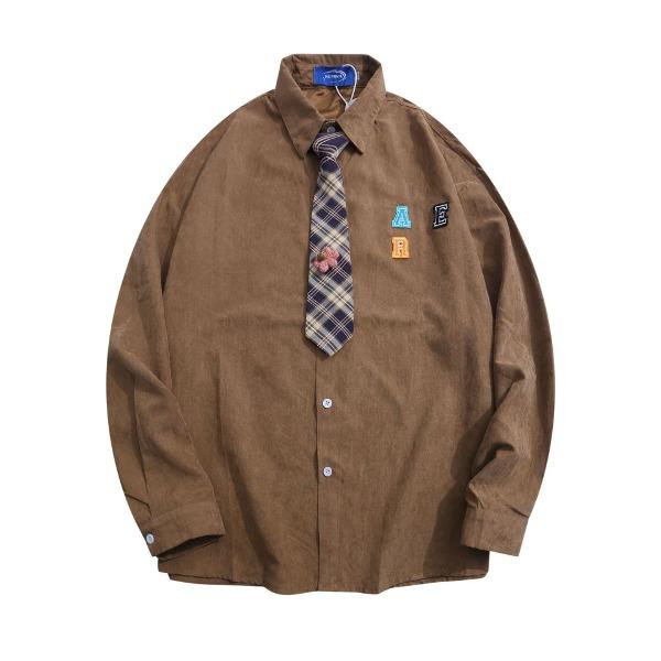 [당일발송/주문폭주] 가바바  남녀공용 하이틴교복 느낌의 오버핏 카라 긴팔 셔츠 G77597 (빅사이즈 M~XL)