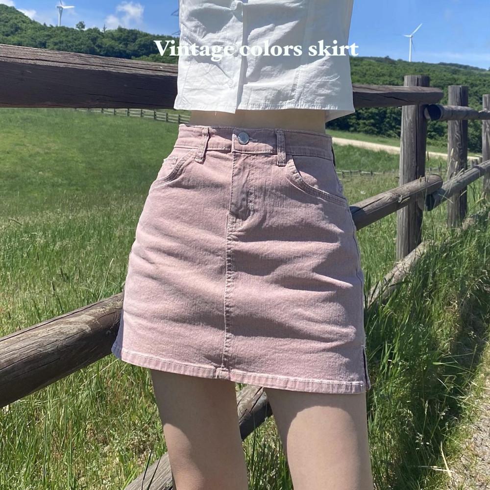 인디핑크 퍼플 그레이 베이지 트임 빈티지 치마 바지 스커트