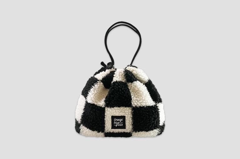 [오렌지블루그린] 덤블 체커보드 스트링 파우치