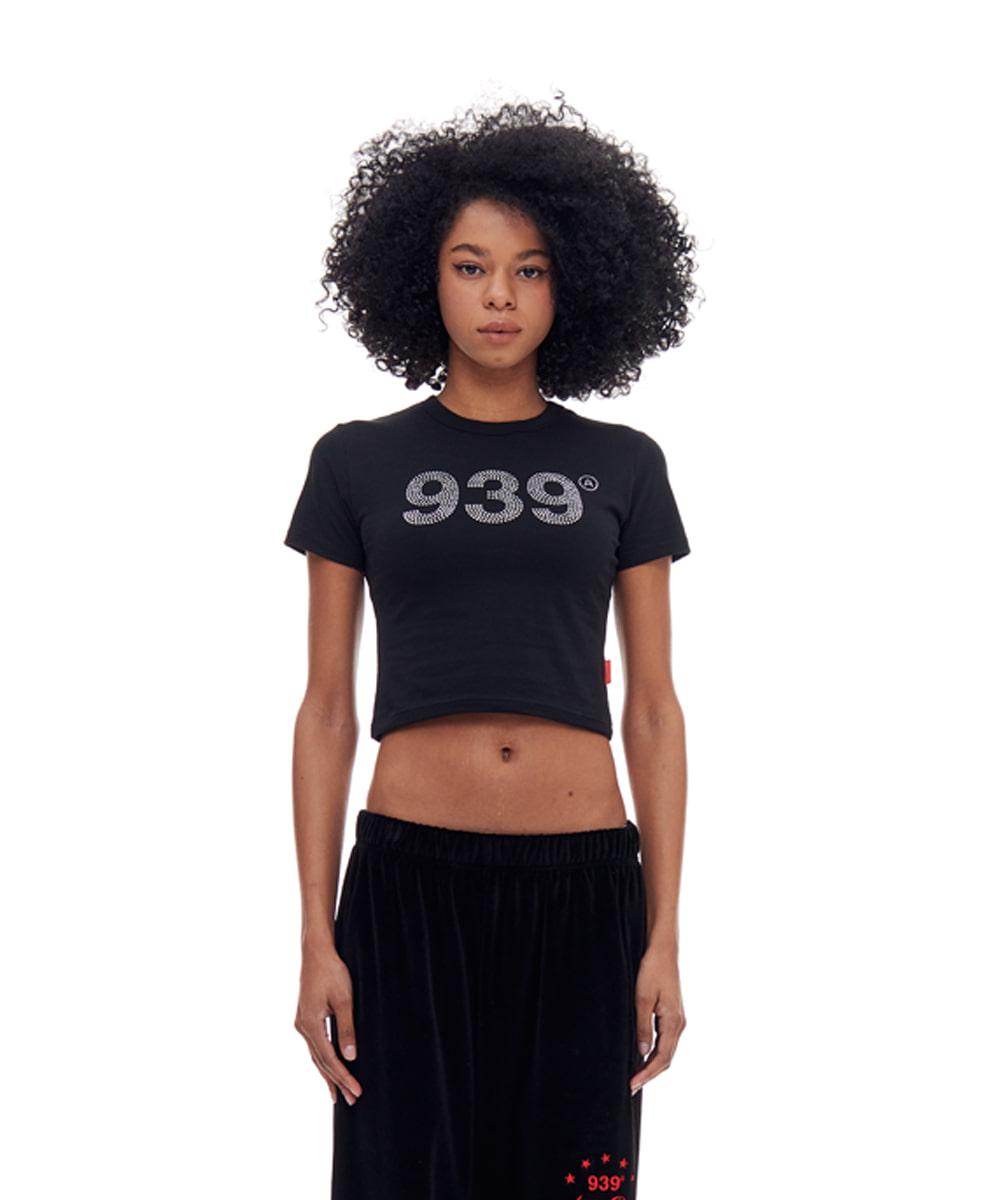 939 LOGO CROP TOP (BLACK/HOTFIX)