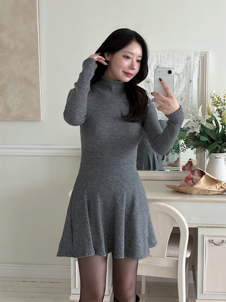 (기획특가) 보브 골지 폴라 플레어 원피스