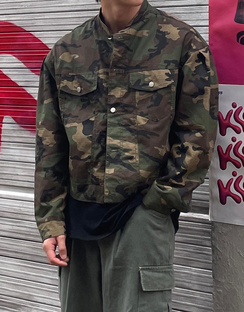 차이나카라 크롭 자켓_Military