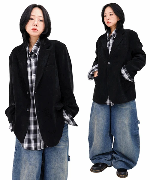 빈티지 코듀로이 울 블레이저