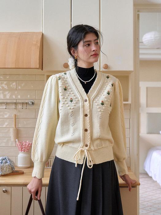 SR_Puff sleeve knitted cardigan