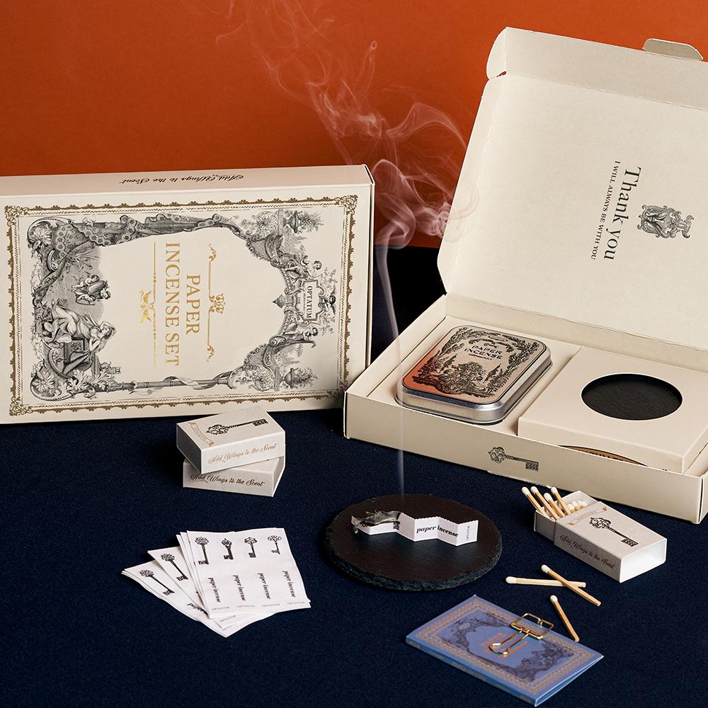 "향기로운 선물" 페이퍼 인센스 세트 (트레이+성냥+집게) (톡별)