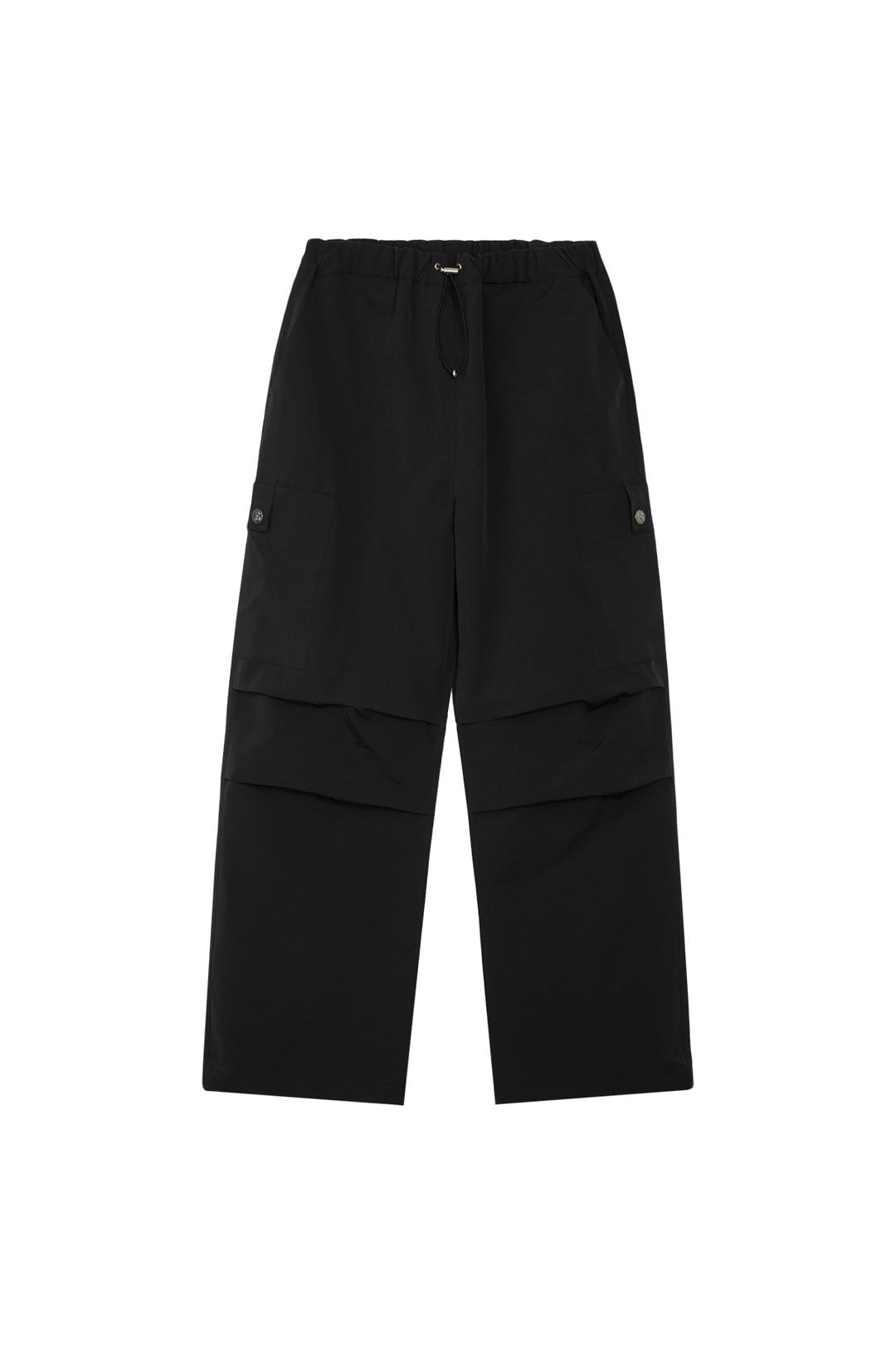 WIDE CARGO PANTS - BLACK