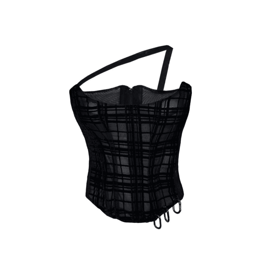 Black Velvet Corset with Gloves - M