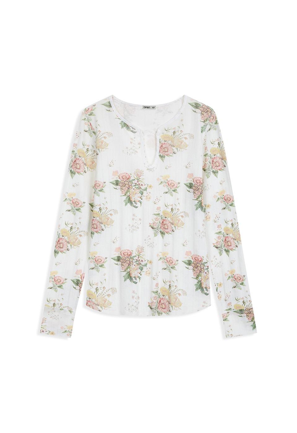 FLORAL HOOK HENLEY LONG SLEEVE, MULTI