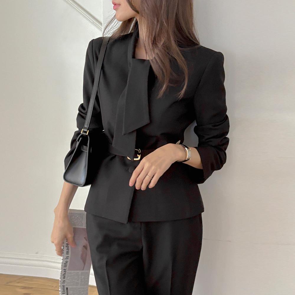 탑셀러 타이넥 어텀 셋업 자켓(+벨트)