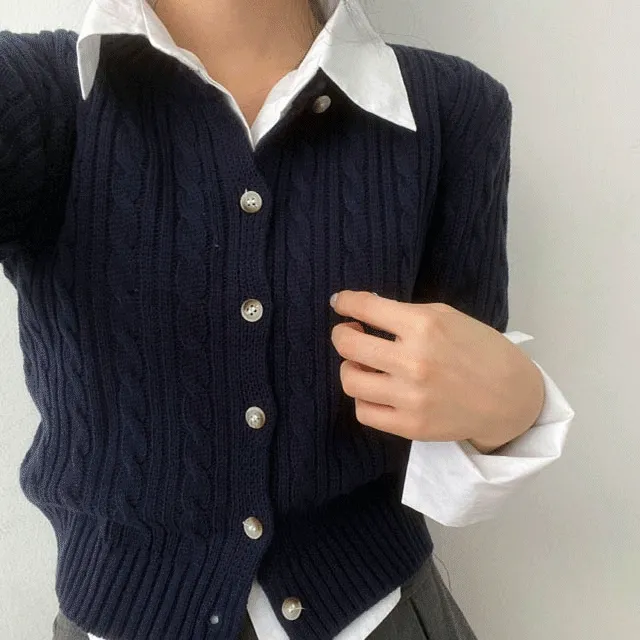 [5color]색감맛집~꽈배기 크리미 가디건