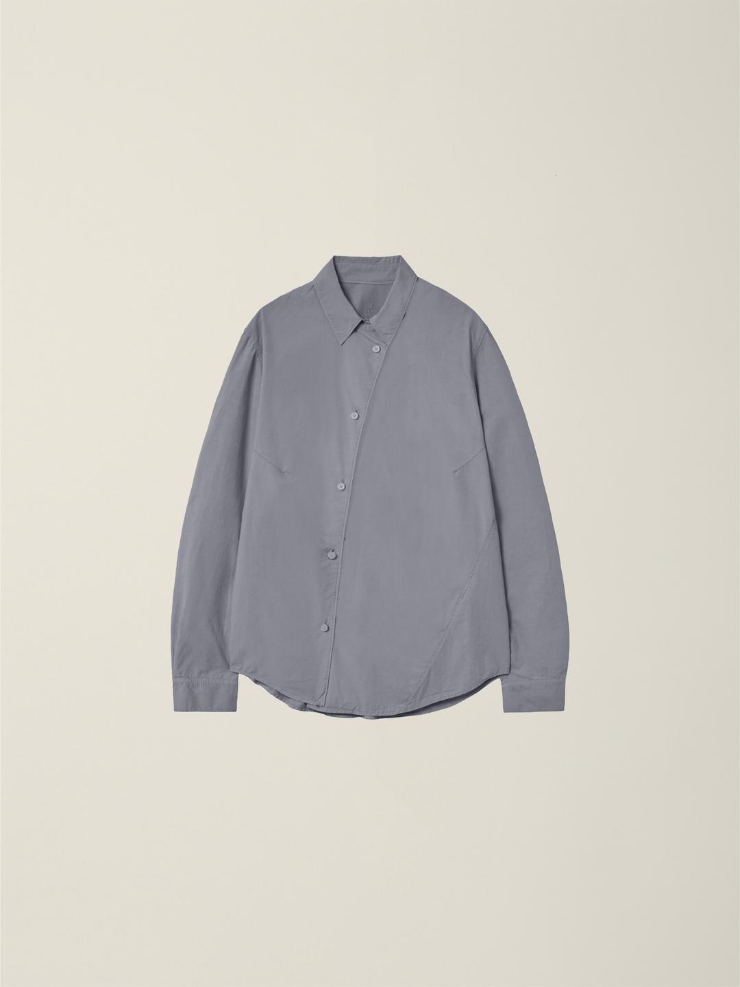 WOMENS GARMENT DYED CURVED SHIRT  CHARCOAL