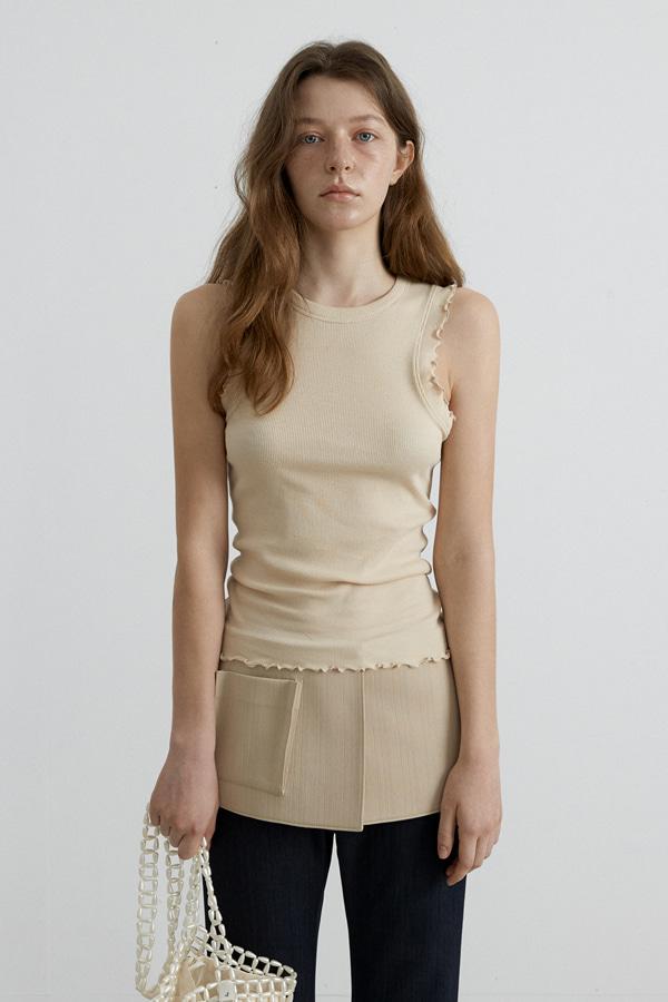 [5/29 예약배송] WAVE RIBBED SLEEVELESS_LIGHT BEIGE