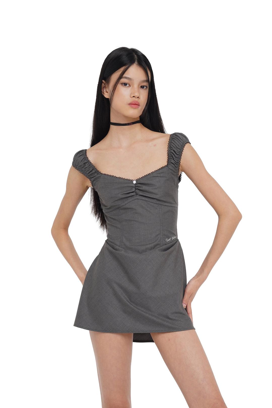 ‘ONE MOMENT' MINI DRESS - XS / GREY / DRESS