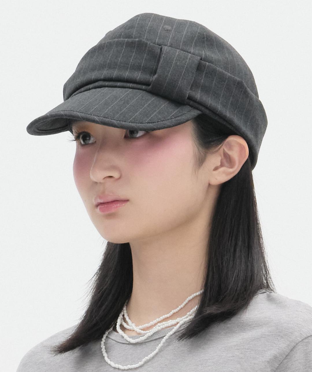 [2/24 예약발송] Striped Belted Cap [Charcoal]