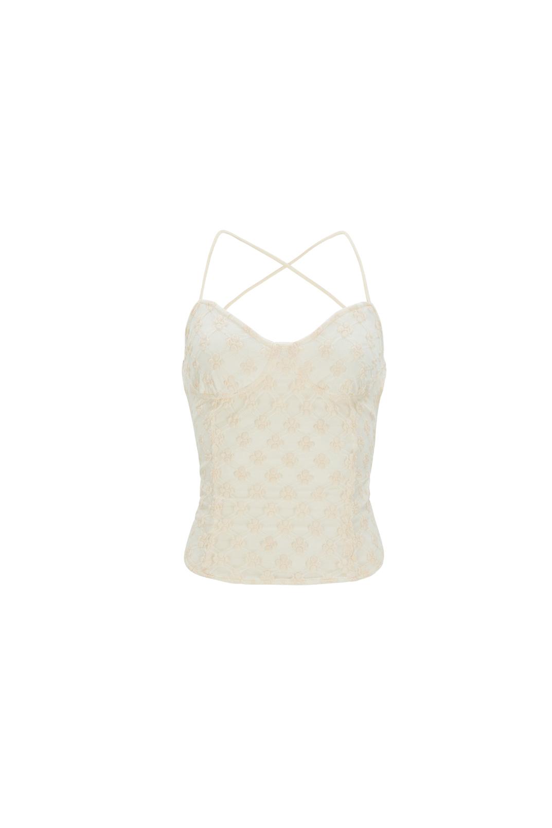 lace backless top cream