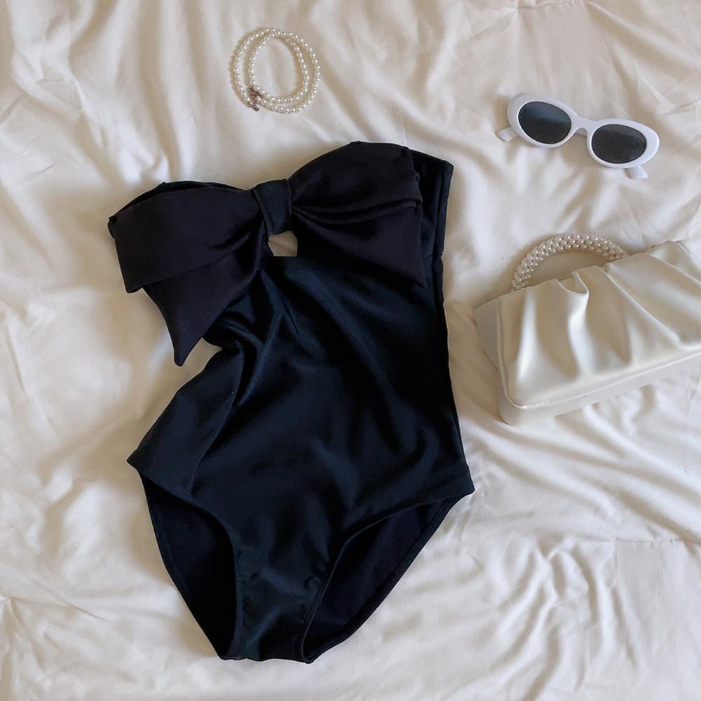 [M~XL당일발송]심쿵유발 더블랙 리본 모노키니 수영복 바캉스 호캉스