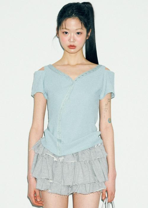 T19.00 Snep point Short-sleeved cardigan _ Mint