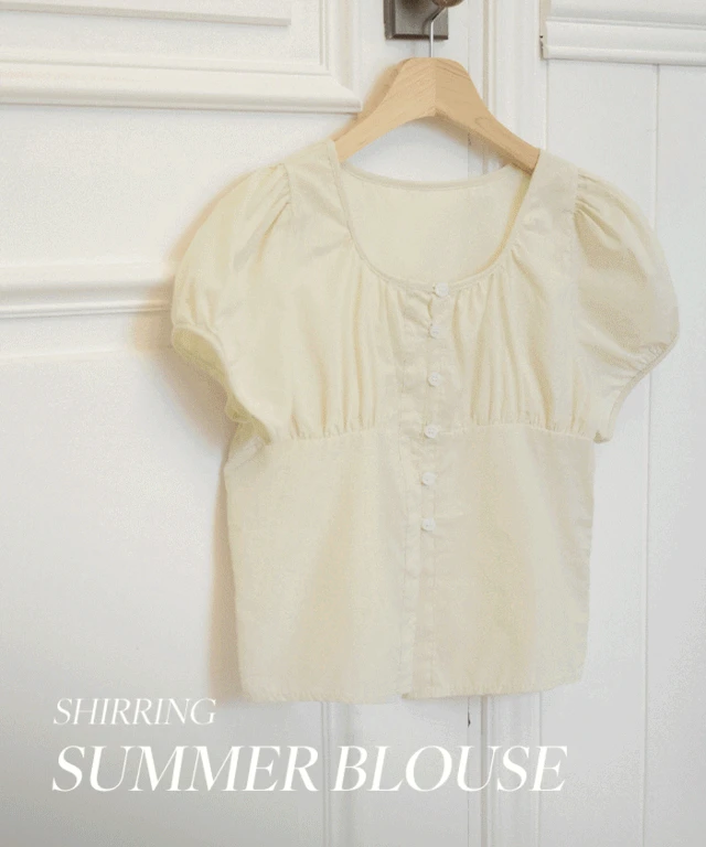 코벳 셔링 반팔 블라우스 - 3color