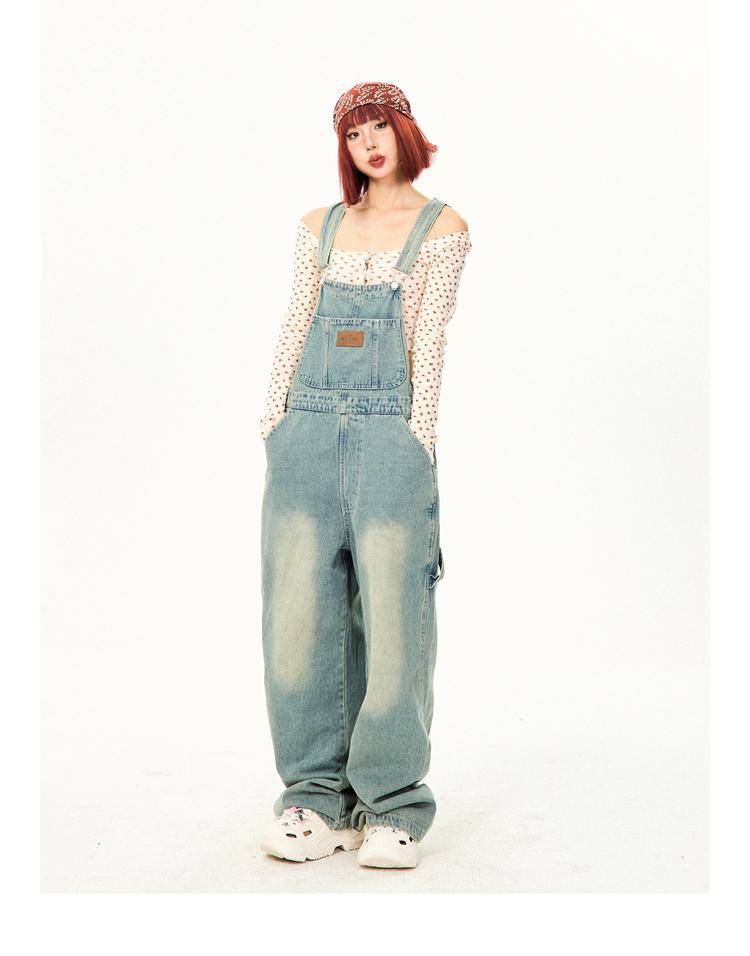 YOUNG STAGE Vintage Denim Pocket Overall Jumpsuit