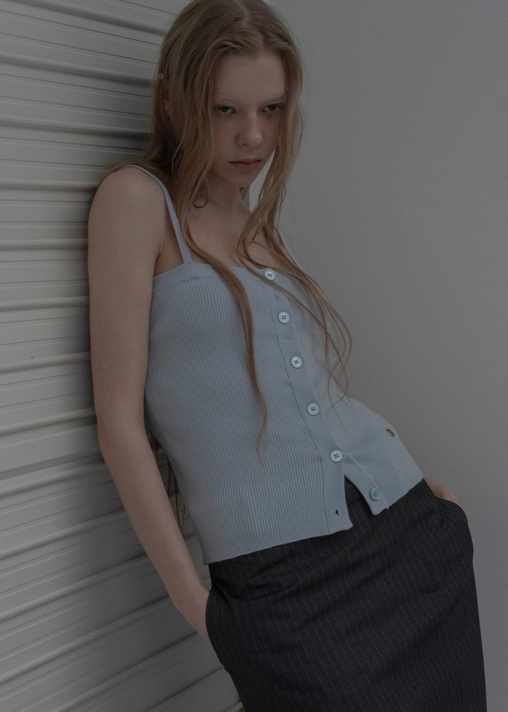 Knit Open Sleeveless (Light blue)