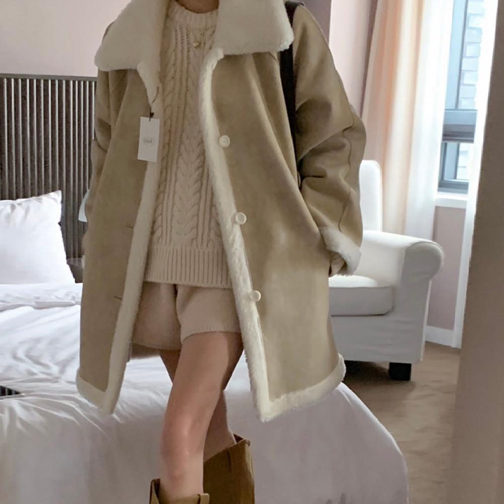 [세일/당일] 미엘 블랑 리버시블 양면 무스탕 코트