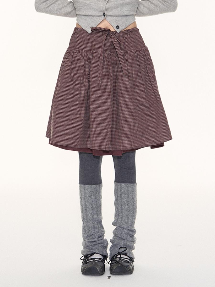 TAKEANAP Puffy Lace-up Double Skirt (2color)