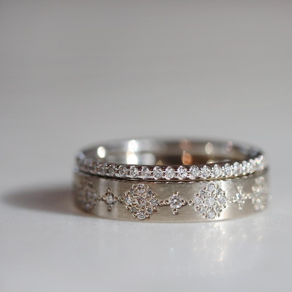 daffodil white diamond wedding band  for her