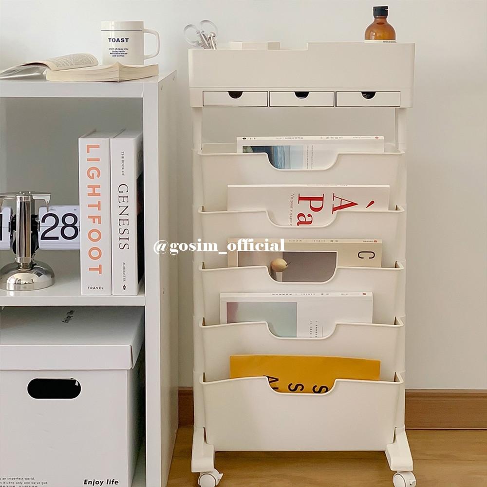 이동식 틈새 수납장 선반 미니 책장 매거진랙