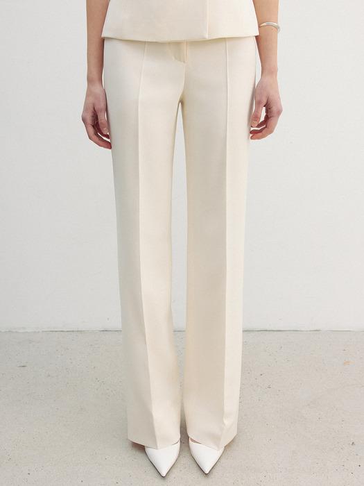 ABIGAIL Semi wide straight trousers (Ivory)