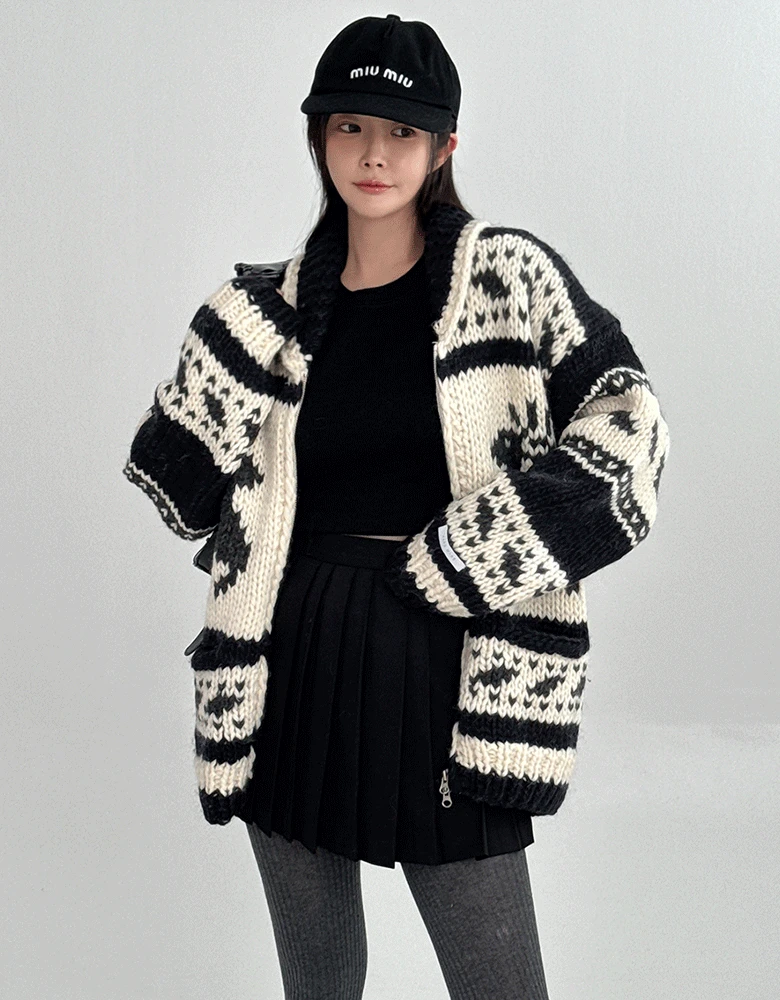 [당일배송]파렐 노르딕 니트집업