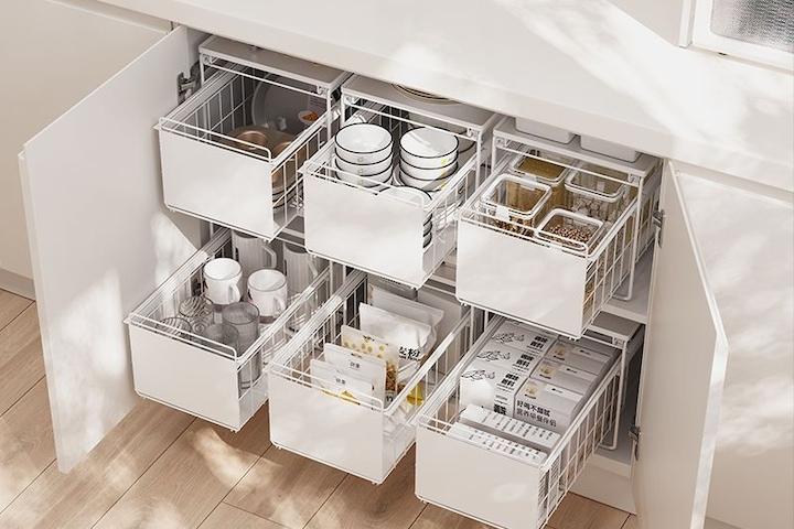 [단독] 싱크대 정리 슬라이딩 선반 (고급스러운 파우더 코팅/쉬운 설치)