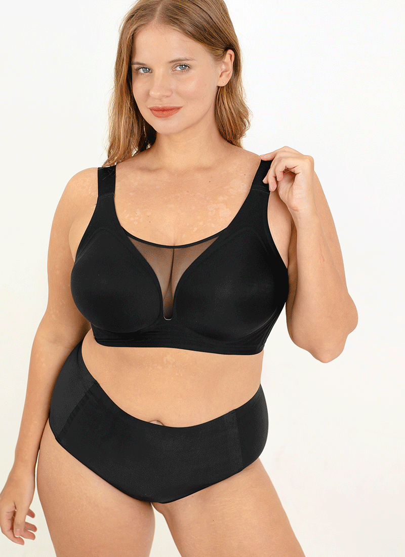 씨지(CG) 딥 U 클리비지 매쉬 브라,~5XL