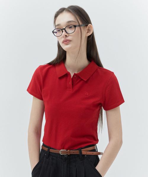 키르시 플레인 슬림핏 피케 티셔츠 [레드]