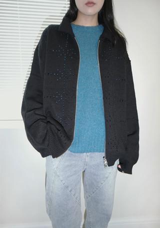 puching zip-up cardigan (2colors)