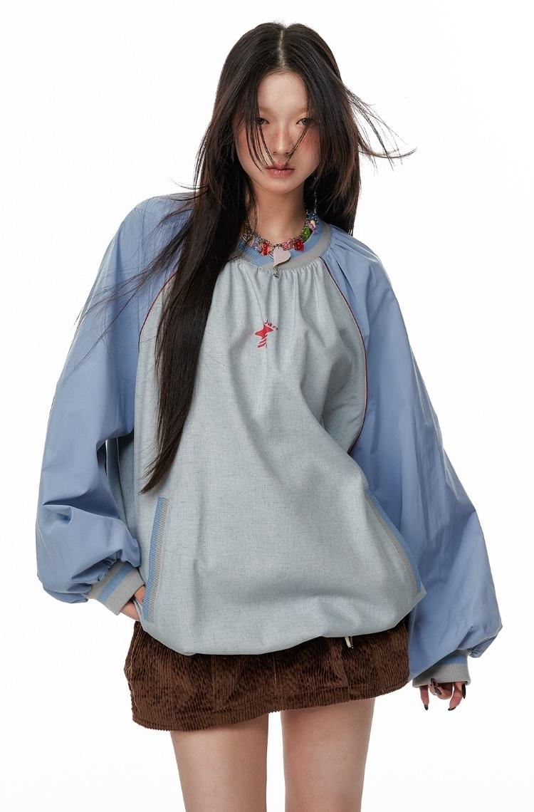 JIKOO Drop Stitch Raglan Sweatshirt