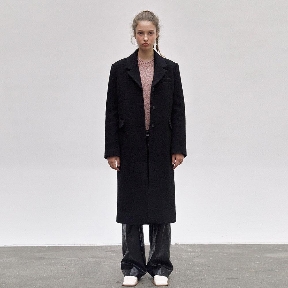 Angora-blend Single Wool Coat in Black VW2WH010-10