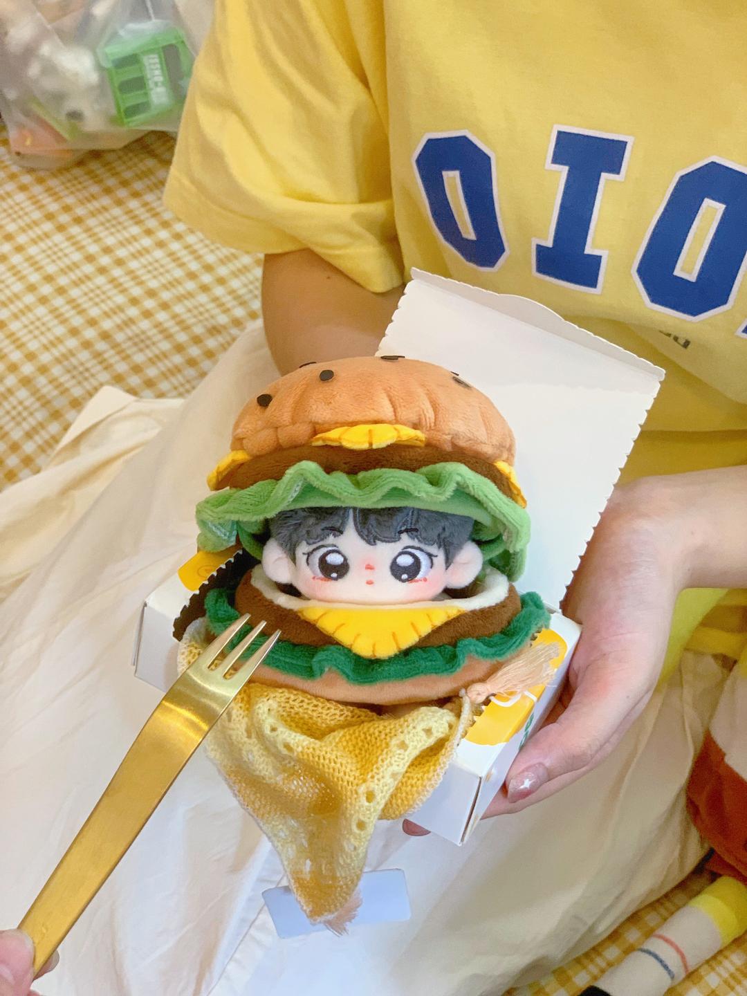 ［ぬい服］10/15/20cm 無属性 ぬいぐるみ用かぶりもの【汉堡头】 - 10cm