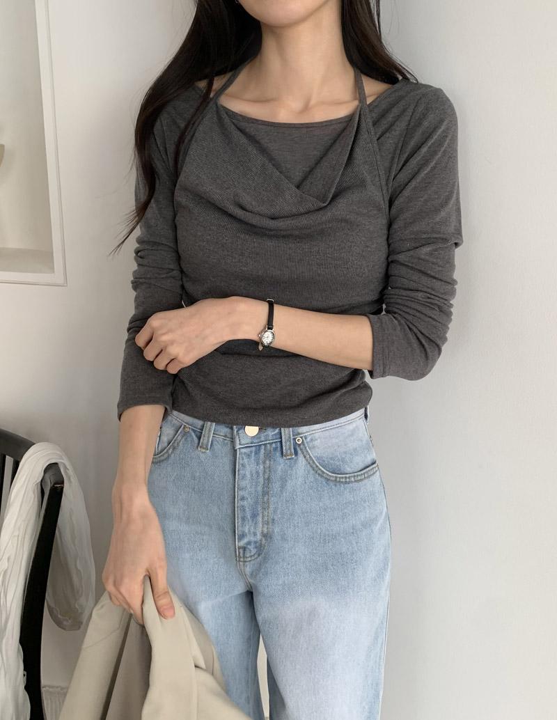 가내스라 [얼리스프링🌸] 몰디 홀터 레이어드 티셔츠 (3color)