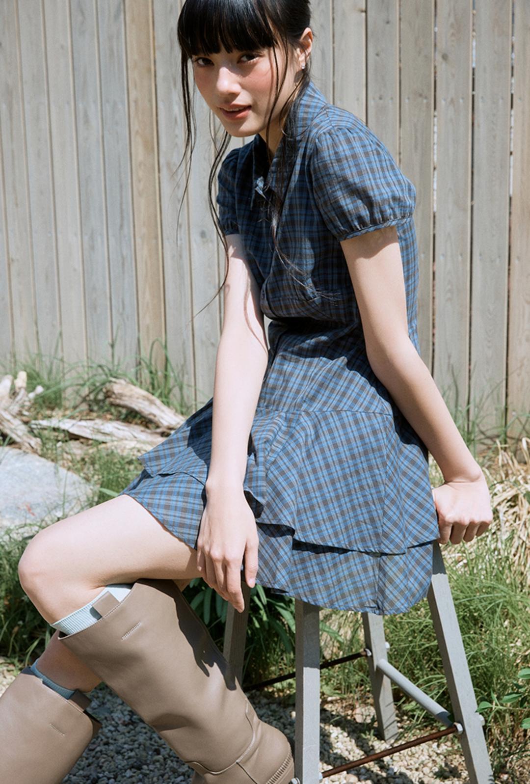 [예약판매] 체크 셔츠 원피스_MIWOWG609G