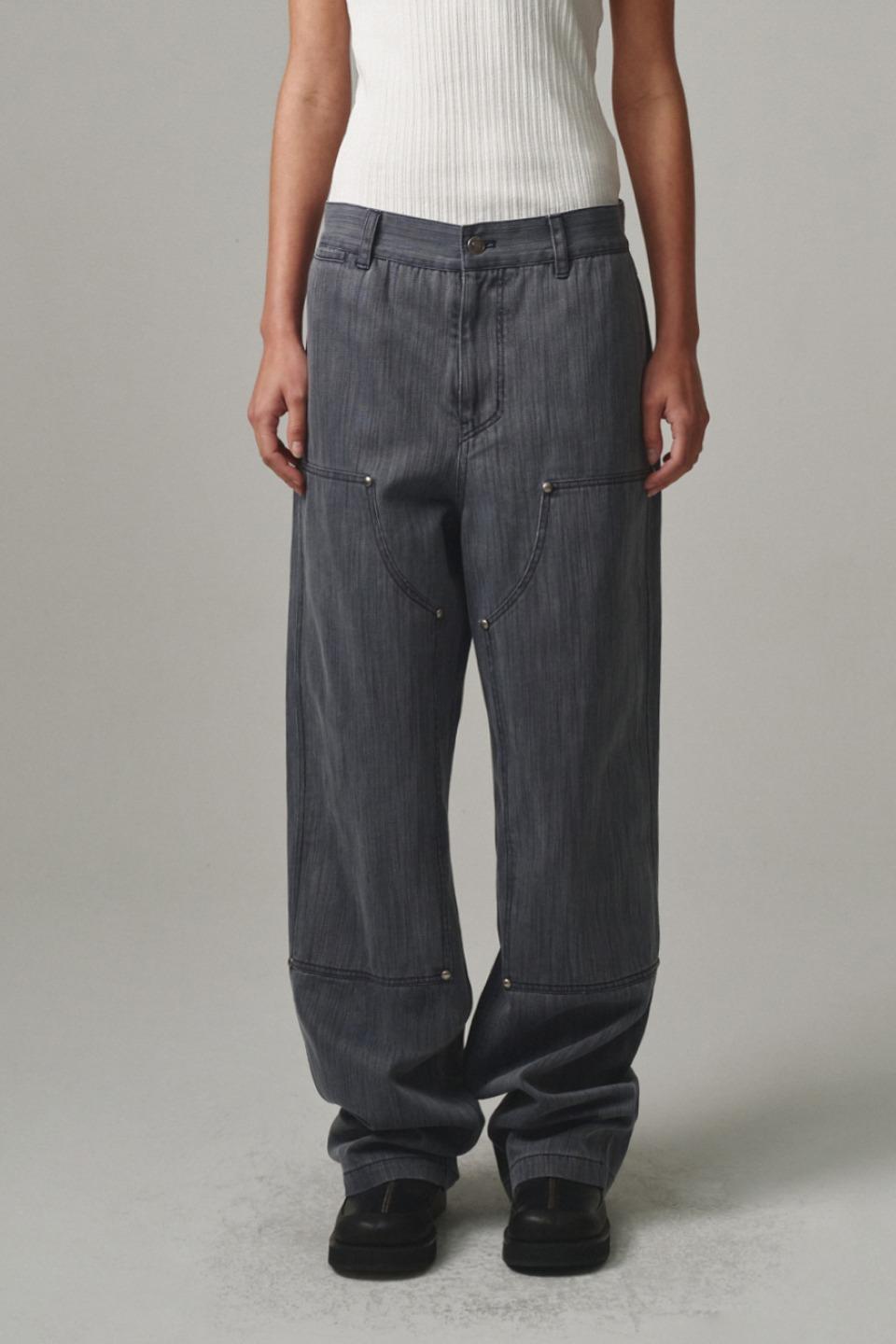 UNISEX, Washed Cinch-Back Pants / NAVY